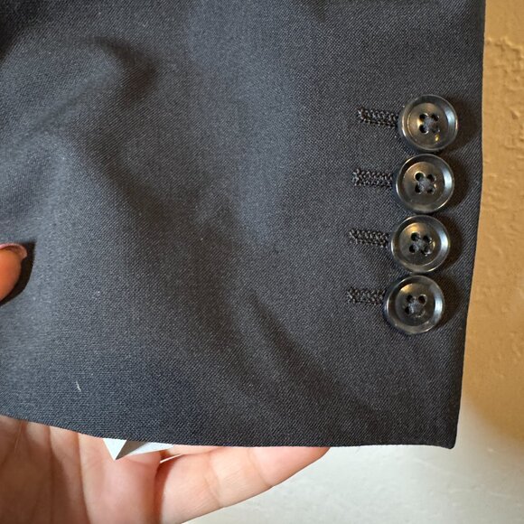 Bar III Solid 2 Button Wool Black Slim Fit Blazer Coat Size 40L - Picture 8 of 11